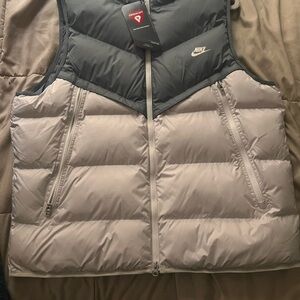 Nike Silver and Black Puffer Vest